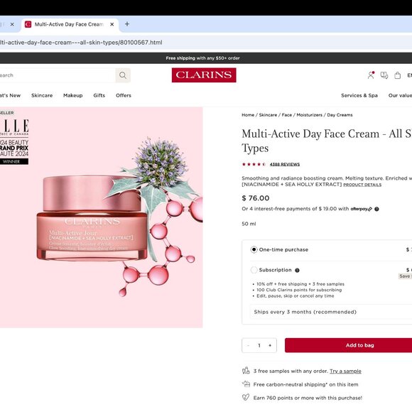 Clarins Multi-Active Day Face Cream - All Skin Types - Picture 3 of 3